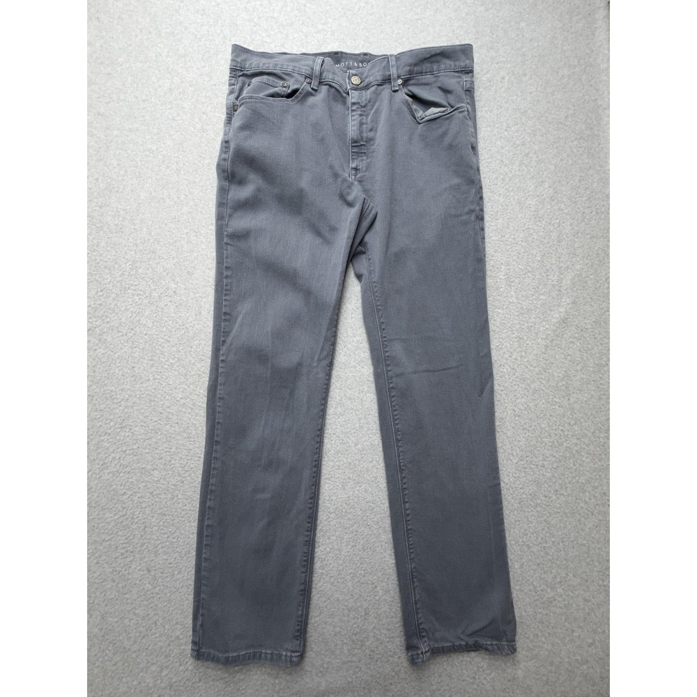 Mott & Bow Jeans Mens 35x32 Gray Medium Wash Slim Straight Stretch Denim Pants